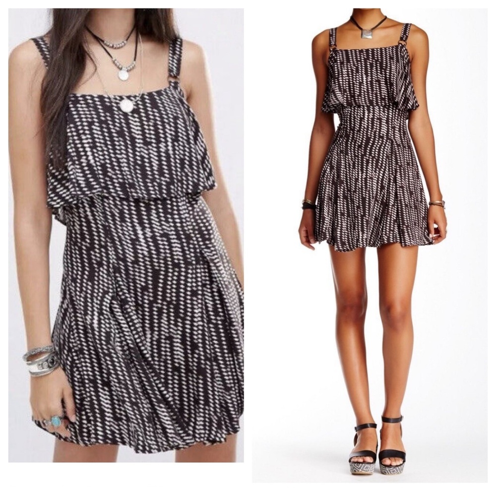 NWT FREE PEOPLE 'Paper Flower' Brown Print A-Line Dress